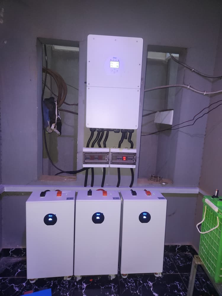 Installed inverter and three battery storage units